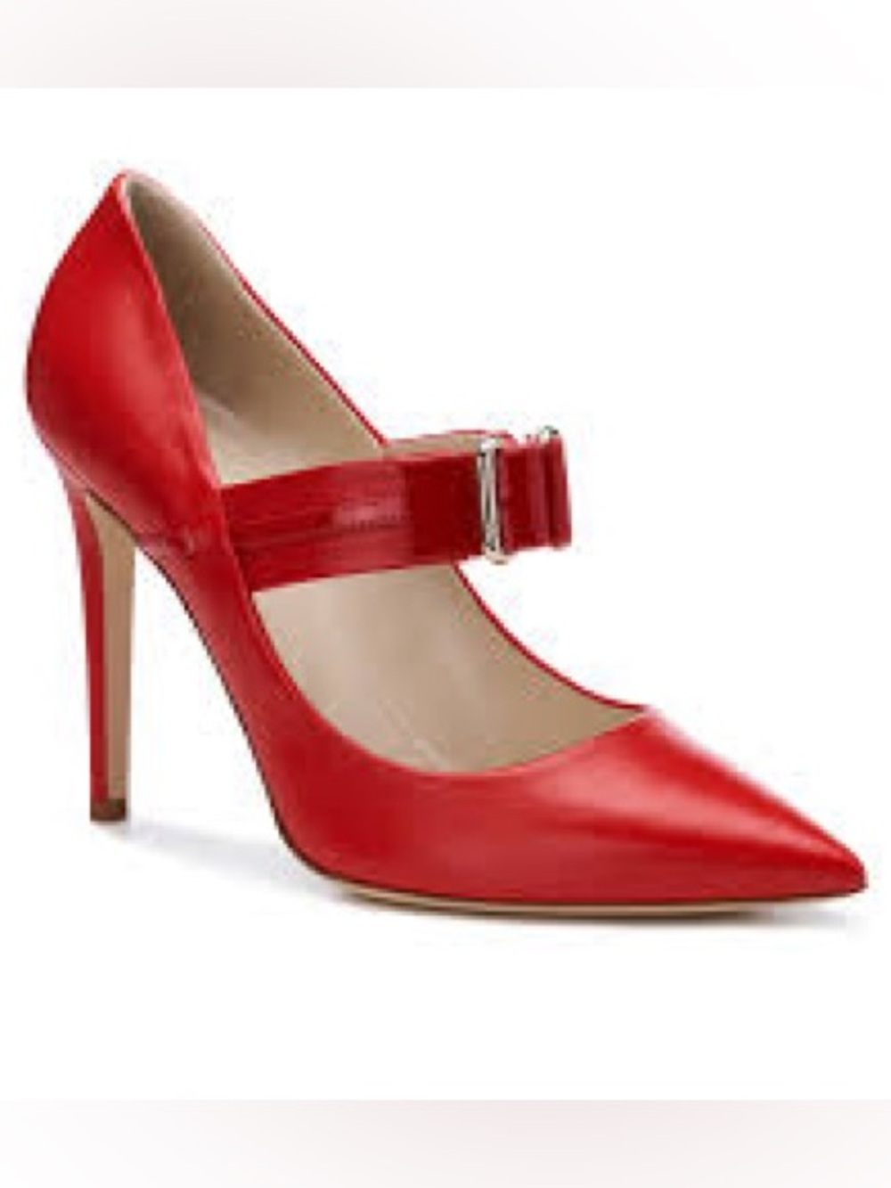 Mia Becar Marilyn Pump 100 Red Leather Pointed Toe Sz 36.5